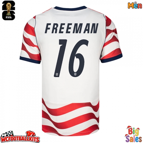 United States Alex Freeman #16 Replica Home Stadium Shirt World Cup 2026 Short Sleeve